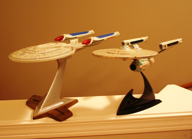 Not to scale, weirdly the E design is roughly 2x the size of the NCC-1701